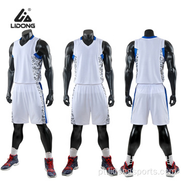 Uniforme de basquete masculino personalizado camisa de basquete em branco